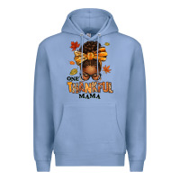 Colony Blue one thankful mama afro messy bun Premium Hoodie - texasbilliewilder