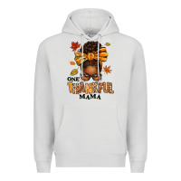Dove Grey one thankful mama afro messy bun Premium Hoodie - texasbilliewilder