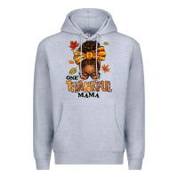 Heather Grey one thankful mama afro messy bun Premium Hoodie - texasbilliewilder