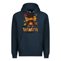 Navy one thankful mama afro messy bun Premium Hoodie - texasbilliewilder