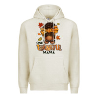 Oatmeal Heather one thankful mama afro messy bun Premium Hoodie - texasbilliewilder