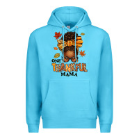 Ocean Blue one thankful mama afro messy bun Premium Hoodie - texasbilliewilder