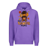 Purple one thankful mama afro messy bun Premium Hoodie - texasbilliewilder