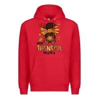 Red one thankful mama afro messy bun Premium Hoodie - texasbilliewilder