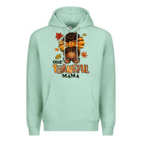 Seafoam one thankful mama afro messy bun Premium Hoodie - texasbilliewilder