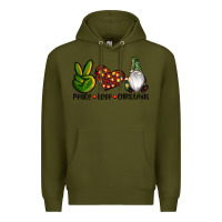 Army Green peace love gnomes christmas Premium Hoodie - RanaPortraitStore