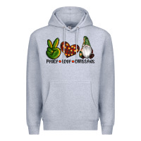Heather Grey peace love gnomes christmas Premium Hoodie - RanaPortraitStore
