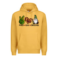Mustard peace love gnomes christmas Premium Hoodie - RanaPortraitStore