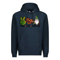 Navy peace love gnomes christmas Premium Hoodie - RanaPortraitStore