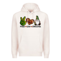 Pale Pink peace love gnomes christmas Premium Hoodie - RanaPortraitStore