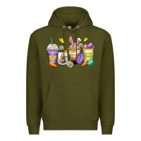 Army Green easter day coffee cups Premium Hoodie - Zillion Design Studio