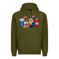 Army Green 4th of july coffee cups Premium Hoodie - Zillion Design Studio
