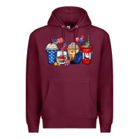 Burgundy 4th of july coffee cups Premium Hoodie - Zillion Design Studio