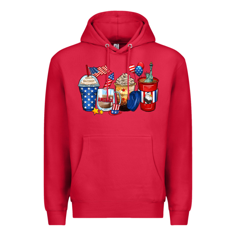 4th Of July Coffee Cups Premium Hoodie by Zillion Design Studio | Teevron