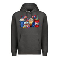 Charcoal Heather 4th of july coffee cups Premium Hoodie - Zillion Design Studio