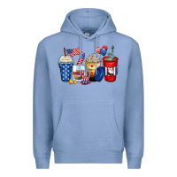 Colony Blue 4th of july coffee cups Premium Hoodie - Zillion Design Studio