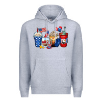 Heather Grey 4th of july coffee cups Premium Hoodie - Zillion Design Studio