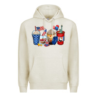 Oatmeal Heather 4th of july coffee cups Premium Hoodie - Zillion Design Studio