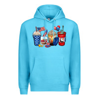 Ocean Blue 4th of july coffee cups Premium Hoodie - Zillion Design Studio