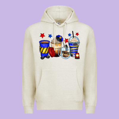 Police Coffee Cups Premium Hoodie Designed By Zillion Design Studio