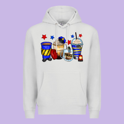 Police Coffee Cups Premium Hoodie Designed By Zillion Design Studio