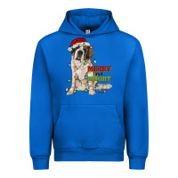 Cobalt merry and bright saint bernard Urban Hoodie - RanaPortraitStore