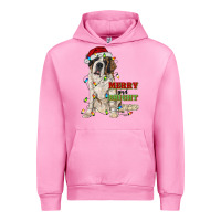 Fuchsia Pink merry and bright saint bernard Urban Hoodie - RanaPortraitStore