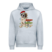 Heather Grey merry and bright saint bernard Urban Hoodie - RanaPortraitStore