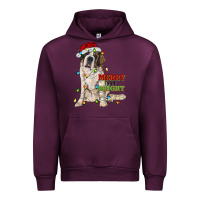 Mauve Wine merry and bright saint bernard Urban Hoodie - RanaPortraitStore