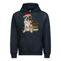 Navy merry and bright saint bernard Urban Hoodie - RanaPortraitStore