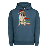 Pigment Midnight Navy merry and bright saint bernard Urban Hoodie - RanaPortraitStore
