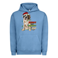 Pigment Pebble Blue merry and bright saint bernard Urban Hoodie - RanaPortraitStore