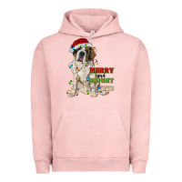 Pigment Salmon merry and bright saint bernard Urban Hoodie - RanaPortraitStore