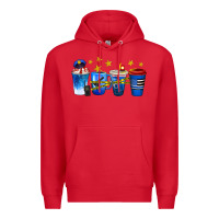 Red police coffee cups Premium Hoodie - texasbilliewilder