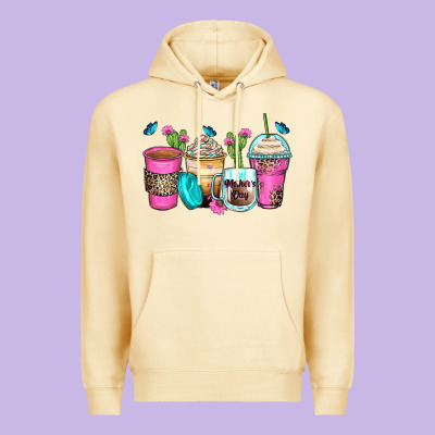 Mother's Day Coffee Cups Premium Hoodie Designed By Zillion Design Studio