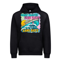 Black boat waves sun rays lake days Urban Hoodie - texasbilliewilder