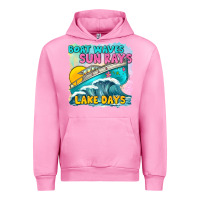 Fuchsia Pink boat waves sun rays lake days Urban Hoodie - texasbilliewilder