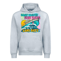 Heather Grey boat waves sun rays lake days Urban Hoodie - texasbilliewilder