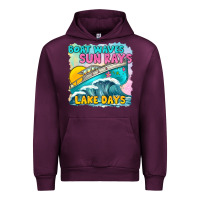 Mauve Wine boat waves sun rays lake days Urban Hoodie - texasbilliewilder