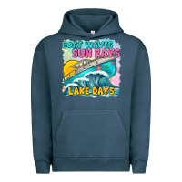 Pigment Midnight Navy boat waves sun rays lake days Urban Hoodie - texasbilliewilder