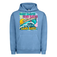 Pigment Pebble Blue boat waves sun rays lake days Urban Hoodie - texasbilliewilder
