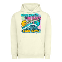 Pigment Pistachio boat waves sun rays lake days Urban Hoodie - texasbilliewilder