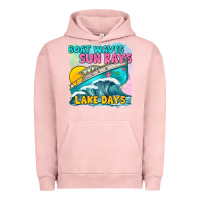Pigment Salmon boat waves sun rays lake days Urban Hoodie - texasbilliewilder