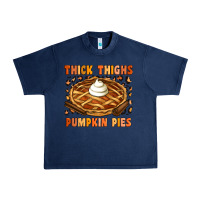 Navy Thick Thighs Pumpkin Pies Urban Heavy Tee - Artiststas