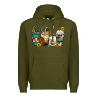 Army Green indian headdress coffee cups Premium Hoodie - Zillion Design Studio