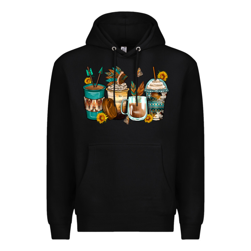 Indian Headdress Coffee Cups Premium Hoodie by Zillion Design Studio | Teevron