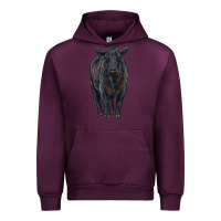 Mauve Wine black angus cattle Urban Hoodie - RanaPortraitStore