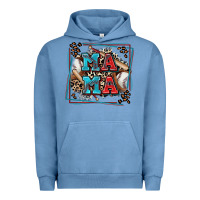 Pigment Pebble Blue baseball mama with leopard Urban Hoodie - Zillion Design Studio