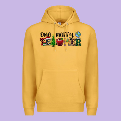 One Merry Teacher Premium Hoodie Designed By Ranaportraitstore