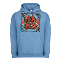 Pigment Pebble Blue American football mama with leopard Urban Hoodie - Zillion Design Studio